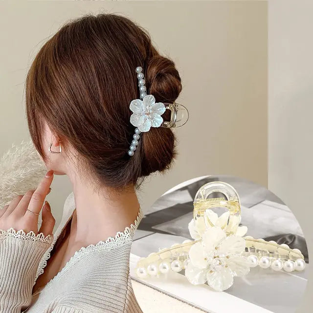 Hair Claw Crystal Pearl Clip
